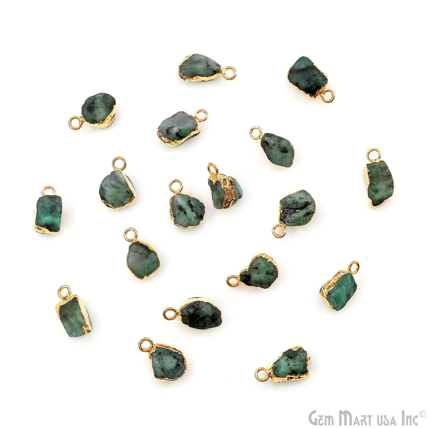 Organic Rough Gold Electroplated 13x7mm Single Bail Gemstone Charm Crystal Pendant