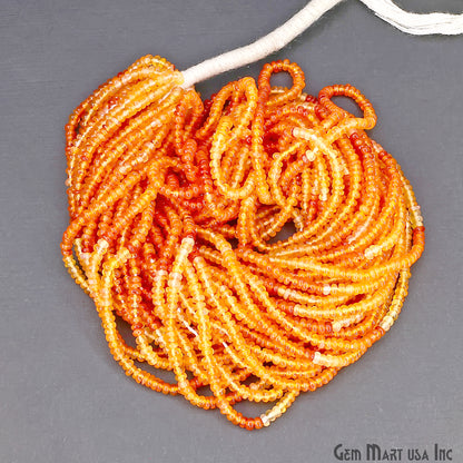 Carnelian Rondelle Beads, 17 Inch Gemstone Strands, Drilled Strung Nugget Beads, Faceted Round, 3mm