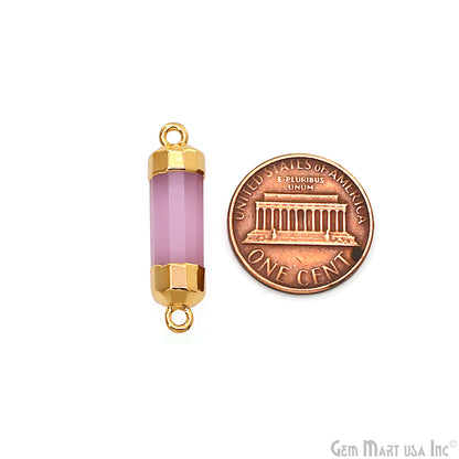 Double Point Gold Electroplated Gemstone Pendant Connector