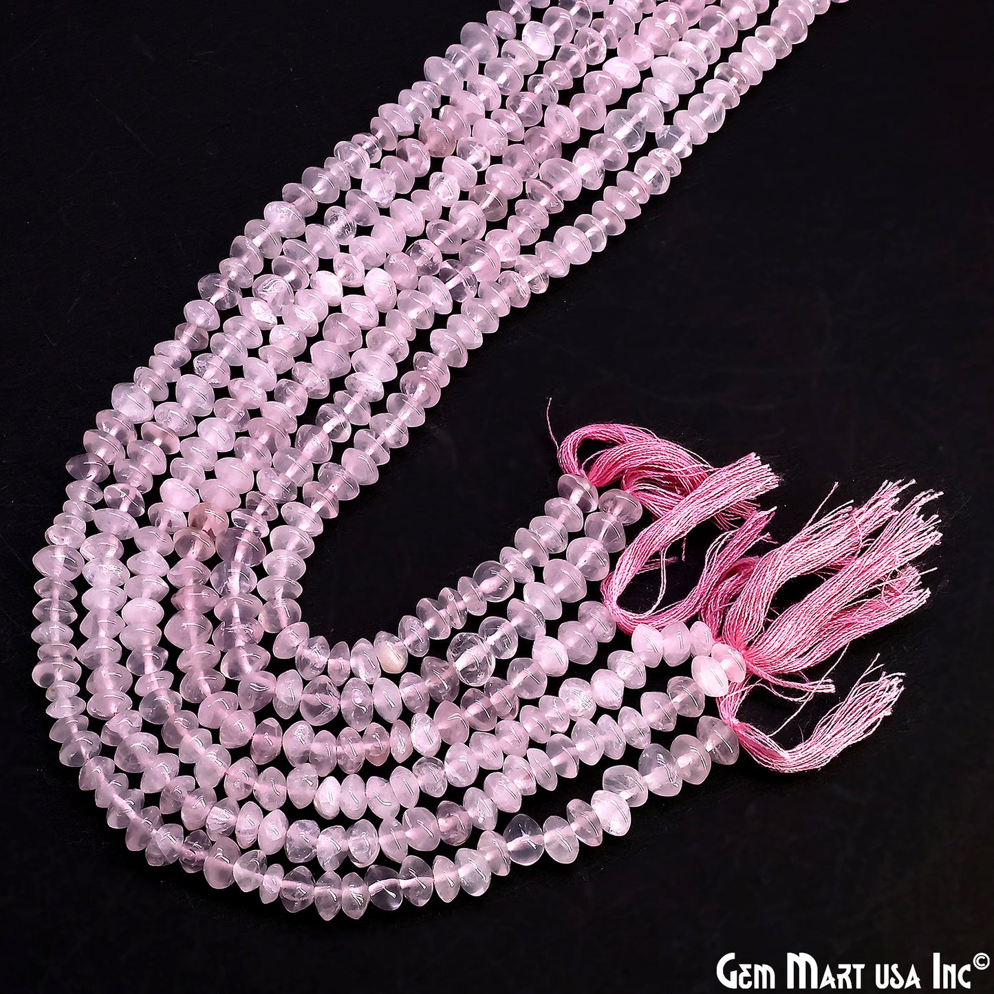 Rose Quartz Smooth Round Drilled Beads 4-6mm Waist Beads, Rondelle Bead Strand 13 Inch