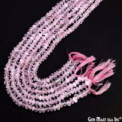 Rose Quartz Smooth Round Drilled Beads 4-6mm Waist Beads, Rondelle Bead Strand 13 Inch