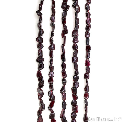 Garnet Tumble Beads Free Form Drilled Beads 7-10X13-18mm Waist Beads, Rondelle Bead Strand 14 Inch