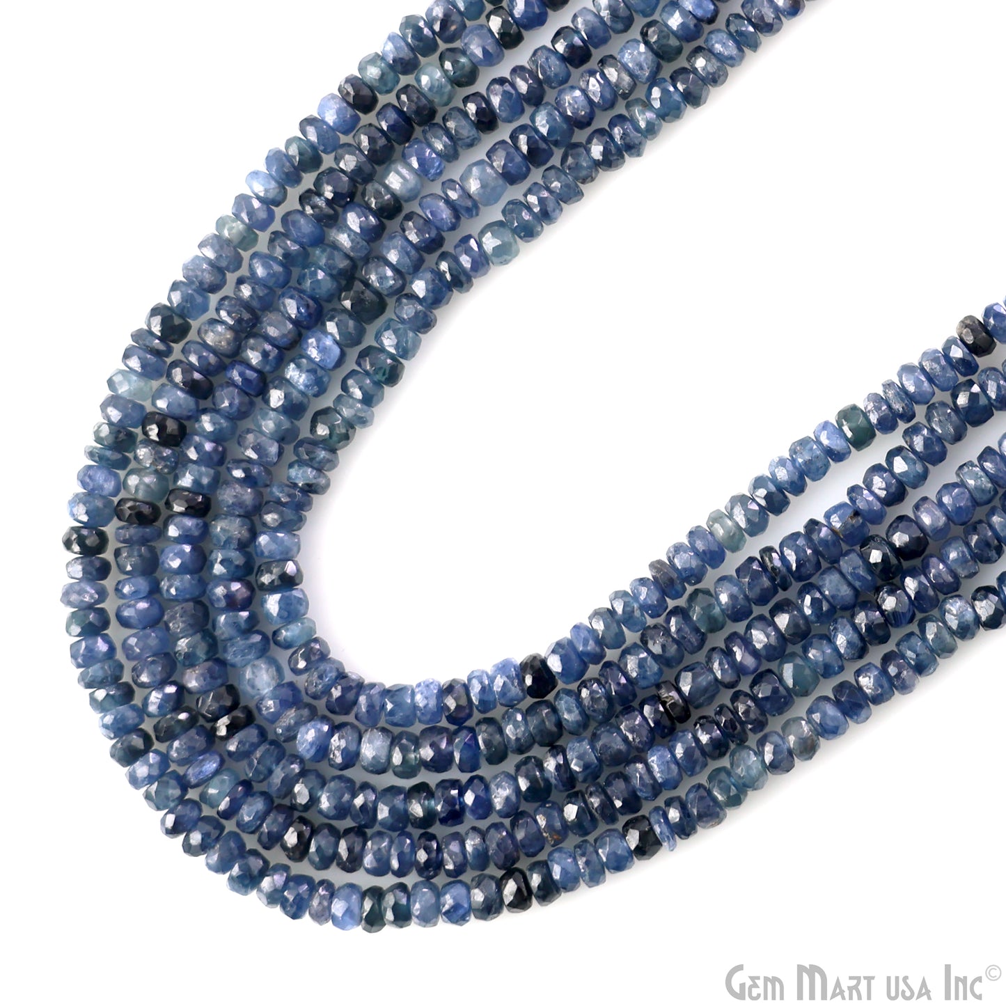 Iolite Rondelle Beads, 12.5 Inch Gemstone Strands, Drilled Strung Nugget Beads, Faceted Round, 3-4mm