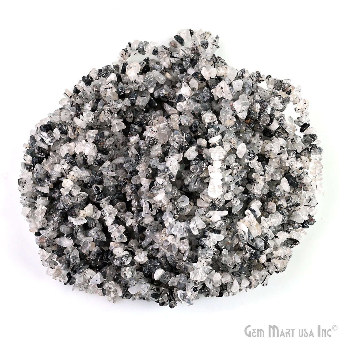 Rutilated Chip Beads, 34 Inch, Natural Chip Strands, Drilled Strung Nugget Beads, 3-7mm, Polished, GemMartUSA (CHRU-70001)