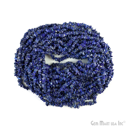 Lapis Chip Beads, 34 Inch, Natural Chip Strands, Drilled Strung Nugget Beads, 3-7mm, Polished, GemMartUSA (CHLP-70001)