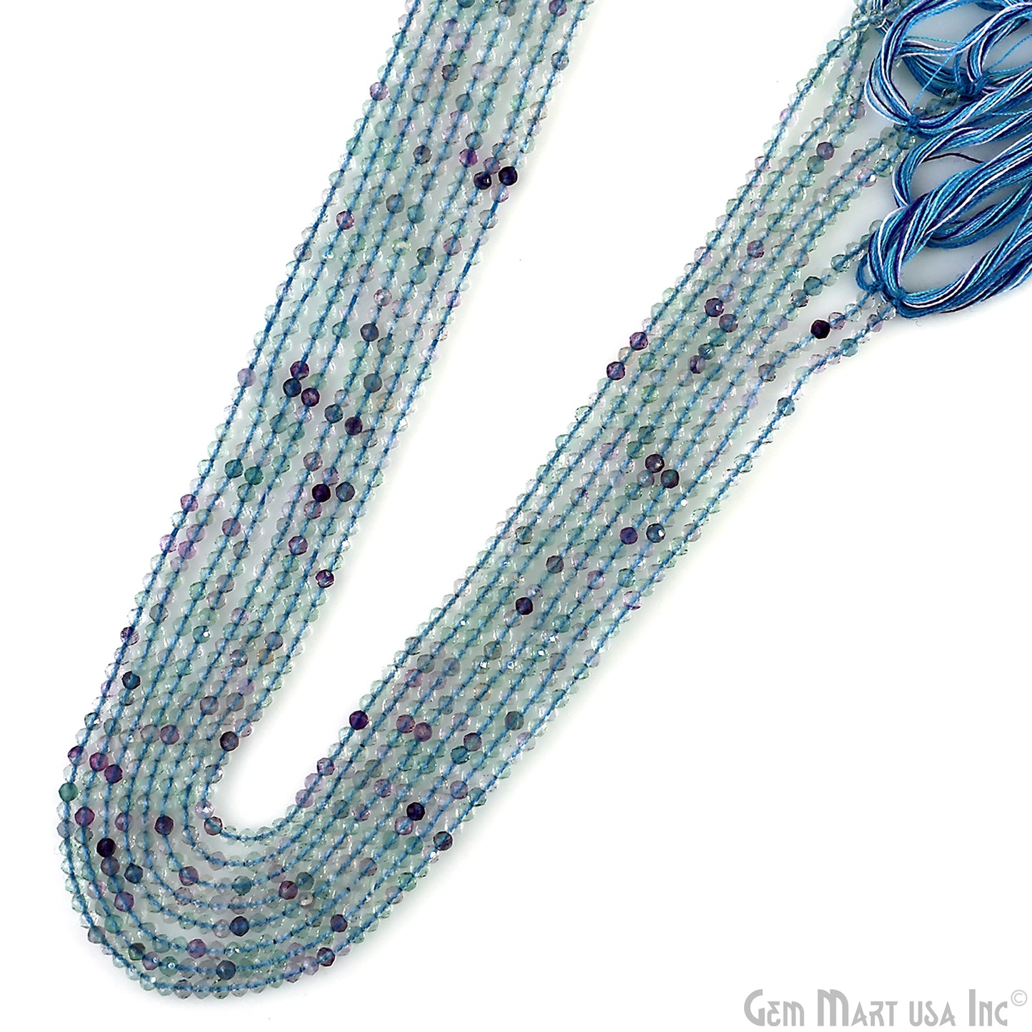 Blue Flourite Rondelle Beads, 12-13 Inch Gemstone Strands, Drilled Strung Nugget Beads, Faceted Round, 2-2.5mm