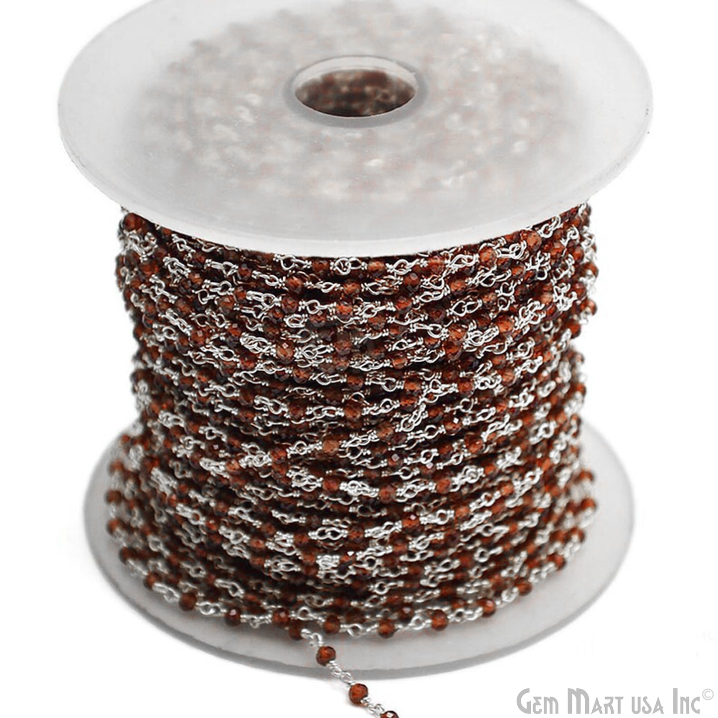 Garnet Silver Plated Wire Wrapped Gemstone Beads Rosary Chain