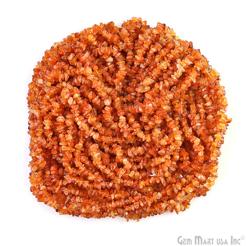 Carnelian Chip Beads, 34 Inch, Natural Chip Strands, Drilled Strung Nugget Beads, 3-7mm, Polished, GemMartUSA (CHCN-70001)