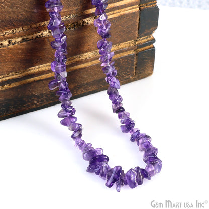 Amethyst Chip Beads, 34 Inch, Natural Chip Strands, Drilled Strung Nugget Beads, 3-7mm, Polished, GemMartUSA (CHAA-70001)