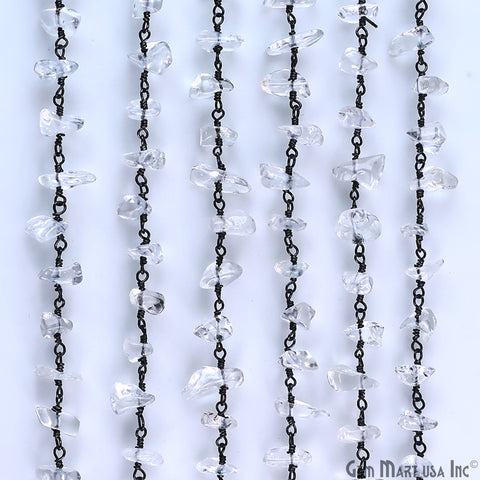 Crystal Nugget Chip Beads Silver Wire Wrapped Rosary Chain