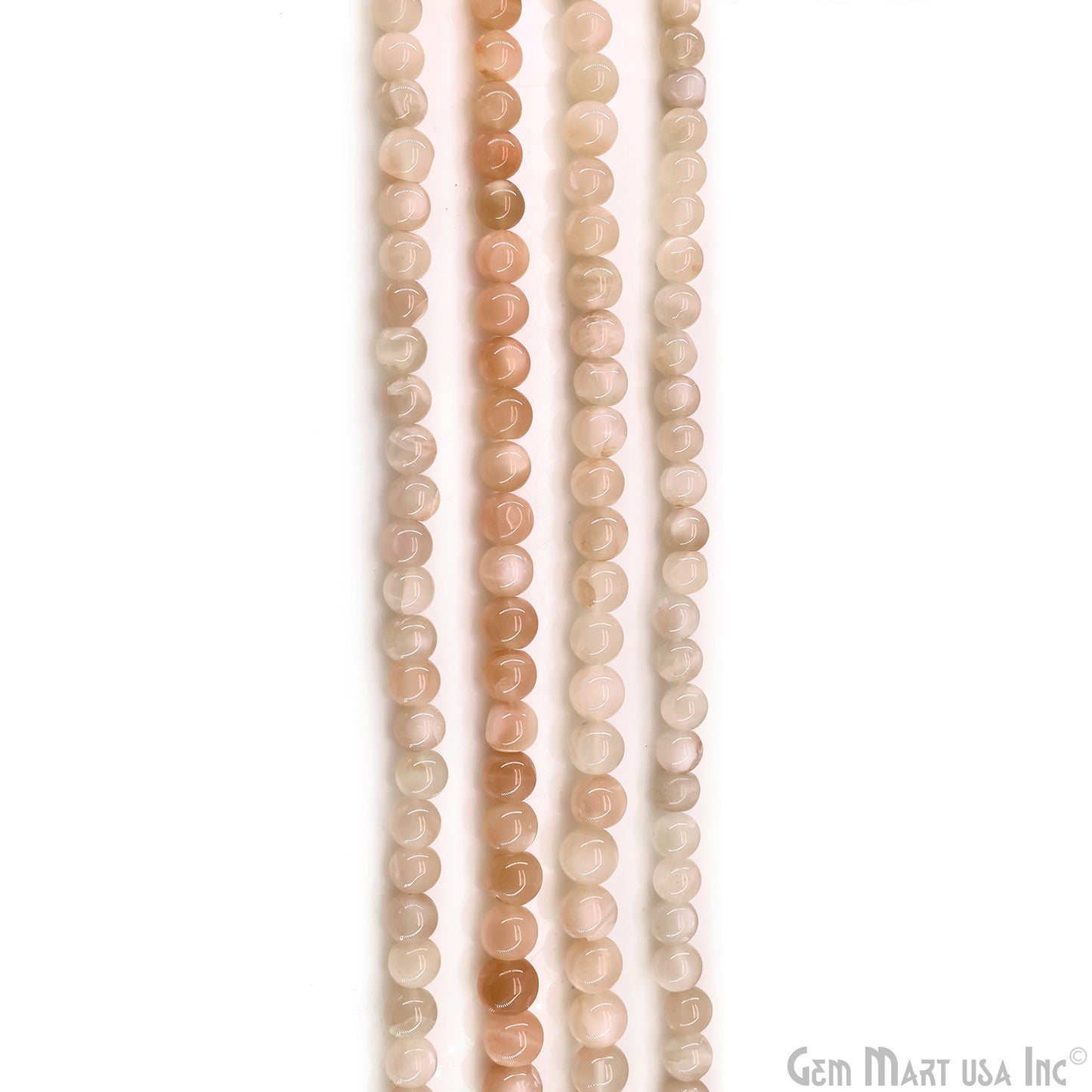 Cream Moonstone Smooth Round Drilled Beads 5-7mm Waist Beads, Rondelle Bead Strand 13 Inch