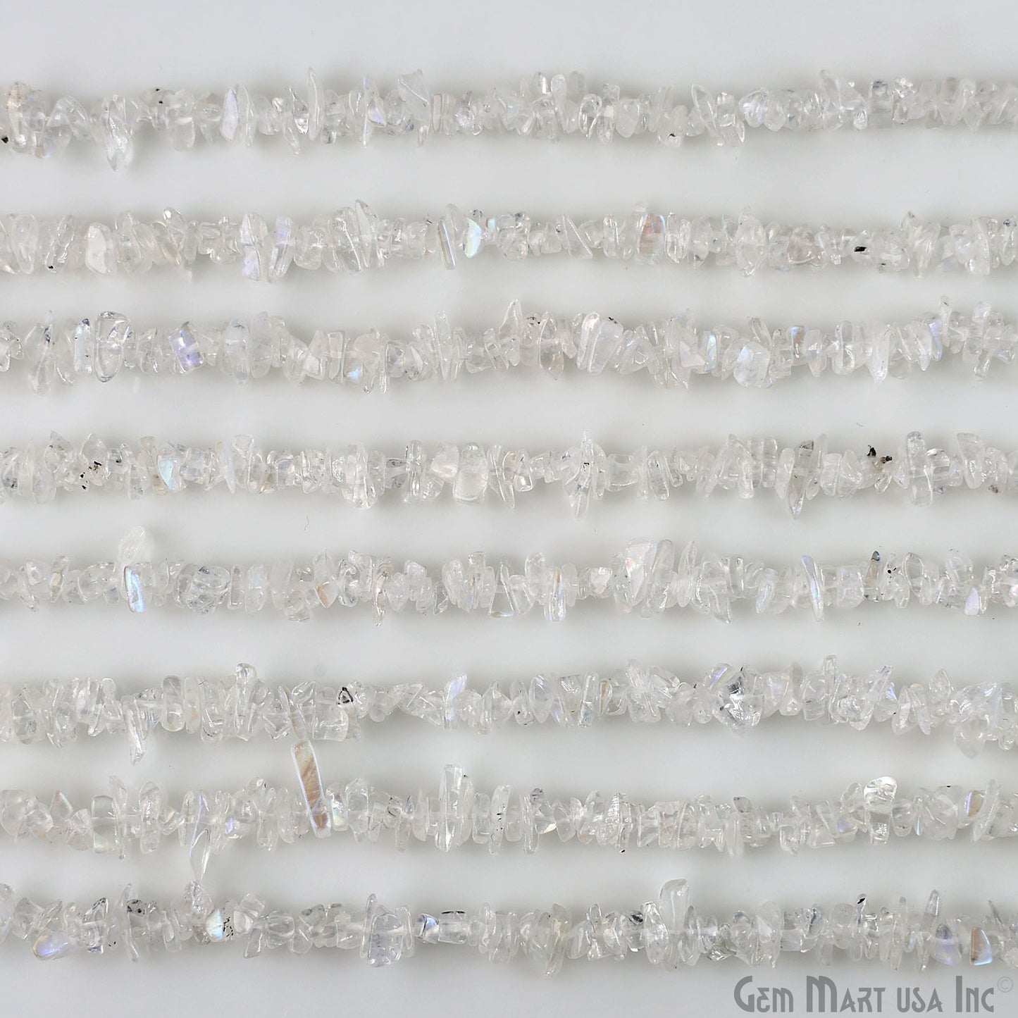 Rainbow Moonstone Chip Beads, 34 Inch, Natural Chip Strands, Drilled Strung Nugget Beads, 3-7mm, Polished, GemMartUSA (CHRM-70001)