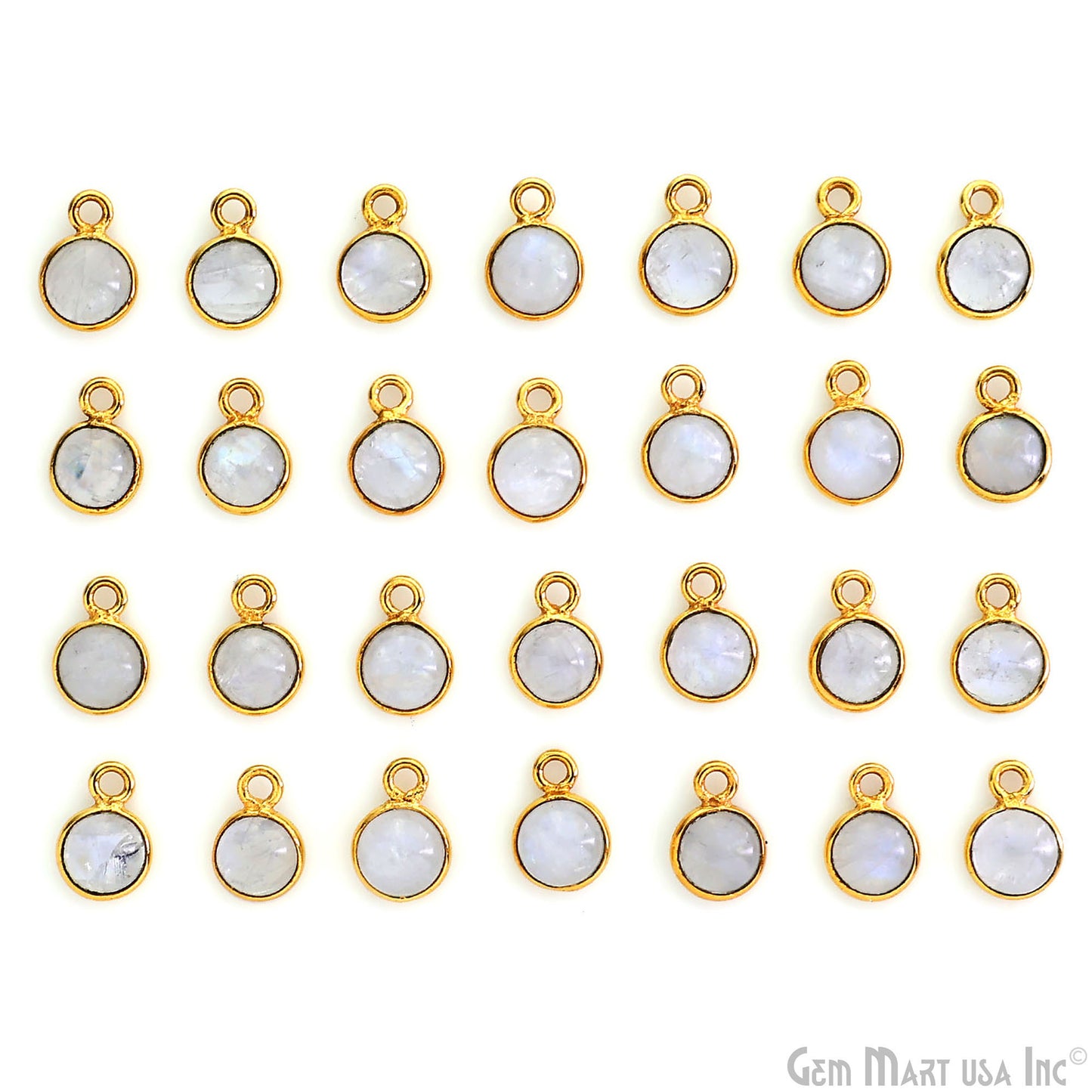 Cabochon 5mm Round Shape Gold Plated Single Bail Gemstone Connector