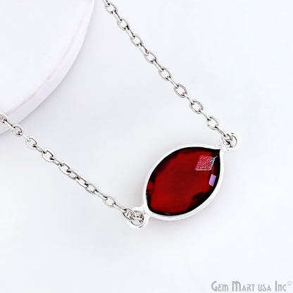 Garnet Marquise 8x12mm Silver Bail Gold Bezel Connector