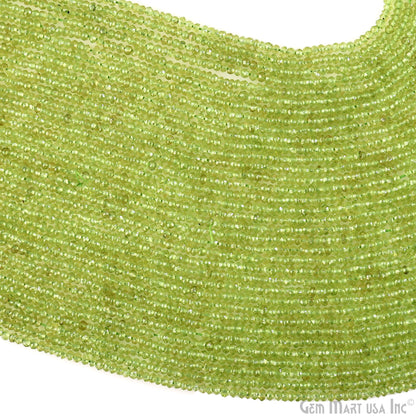 Peridot Rondelle Beads, 12.5 Inch Gemstone Strands, Drilled Strung Nugget Beads, Faceted Round, 2.3-3.5mm