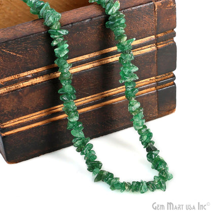 Green Aventurine Chip Beads, 34 Inch, Natural Chip Strands, Drilled Strung Nugget Beads, 3-7mm, Polished, GemMartUSA (CHAV-70001)