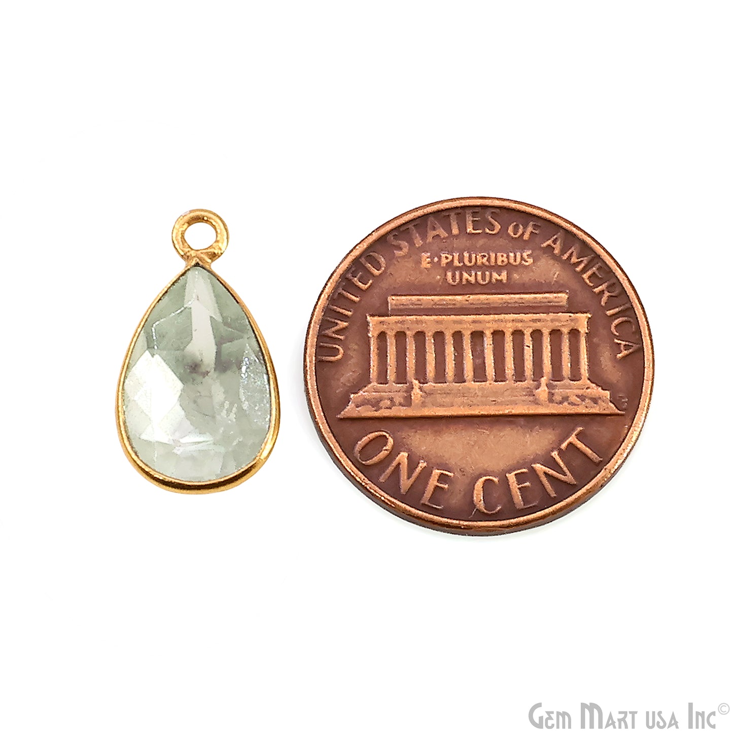 Pears 8x12mm Brilliant Cut Gold Plated Bezel Single Bail Gemstone Connector