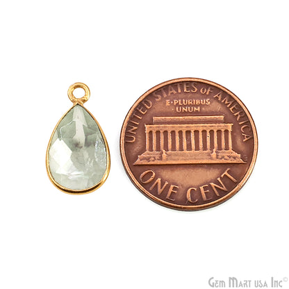 Pears 8x12mm Brilliant Cut Gold Plated Bezel Single Bail Gemstone Connector