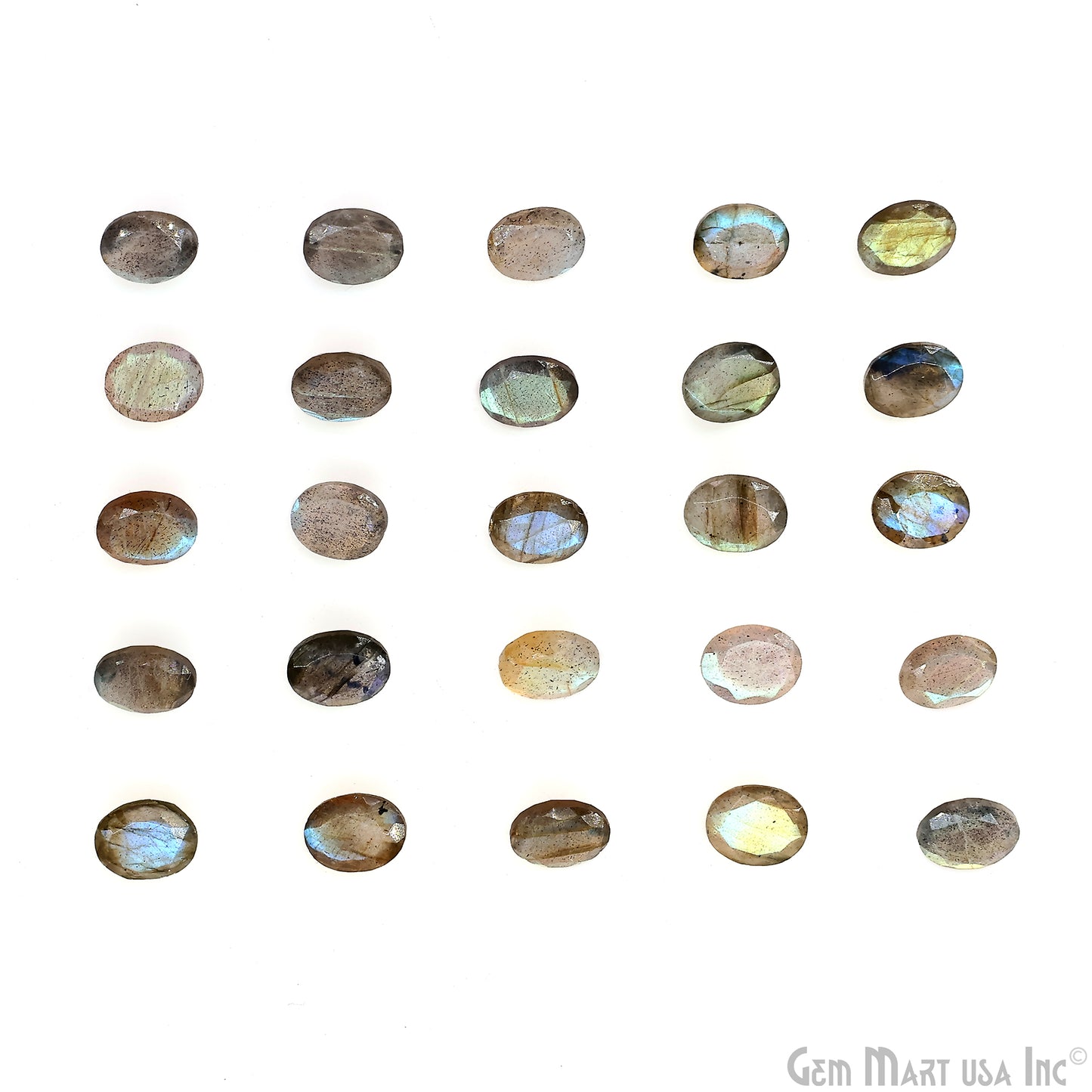 Labradorite Wholesale Gemstones, 100% Natural Semi-Precious Gems, Blue Flash Faceted Loose Gems, 8x10mm, Oval, 5PC Lot