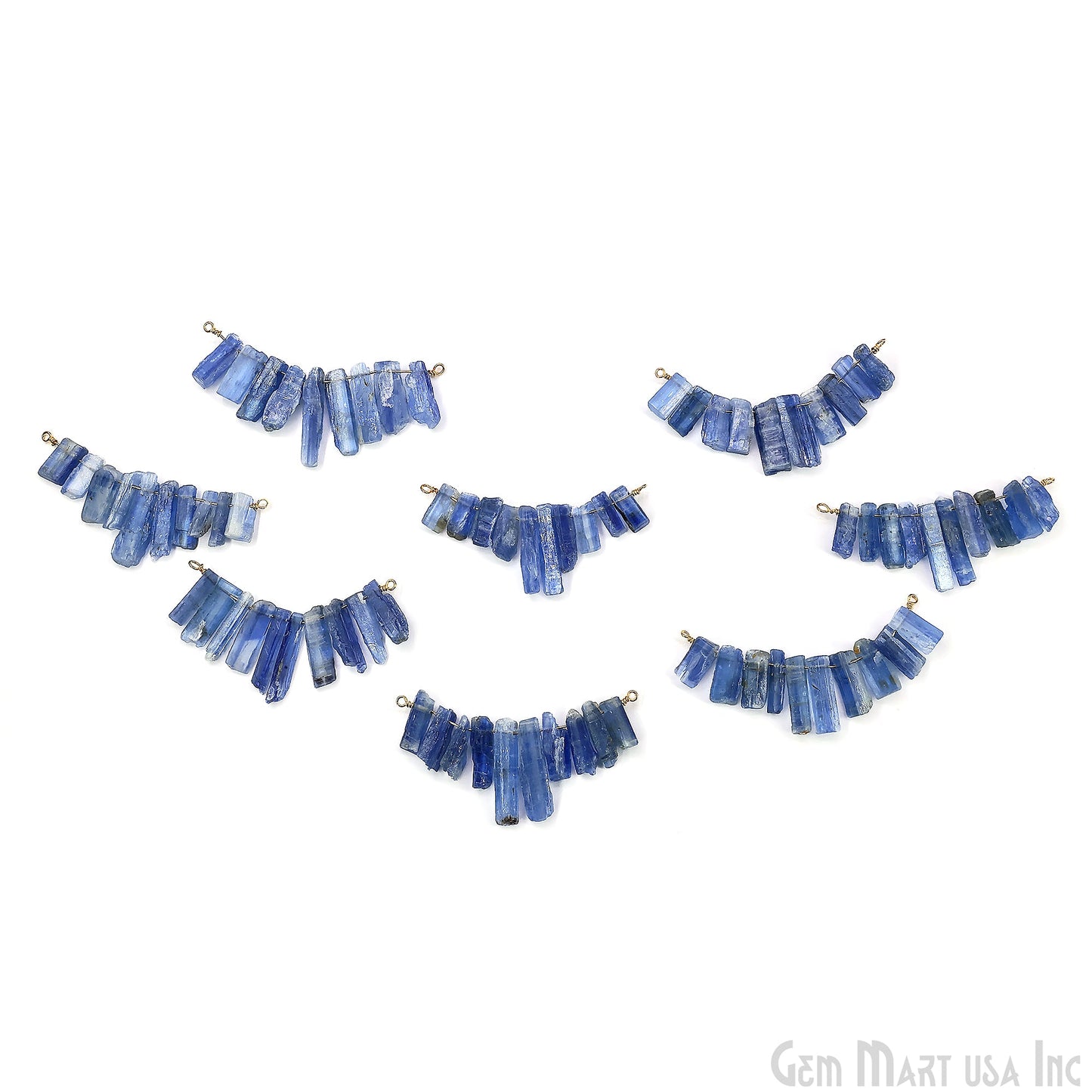 Uncut Gemstone Beads Bar Gold Plated Wire Wrapped Pendant 27x13mm