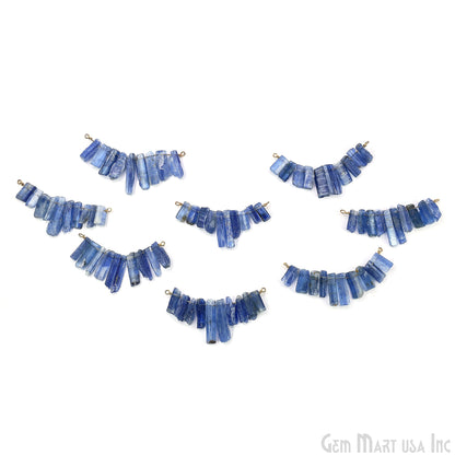 Uncut Gemstone Beads Bar Gold Plated Wire Wrapped Pendant 27x13mm