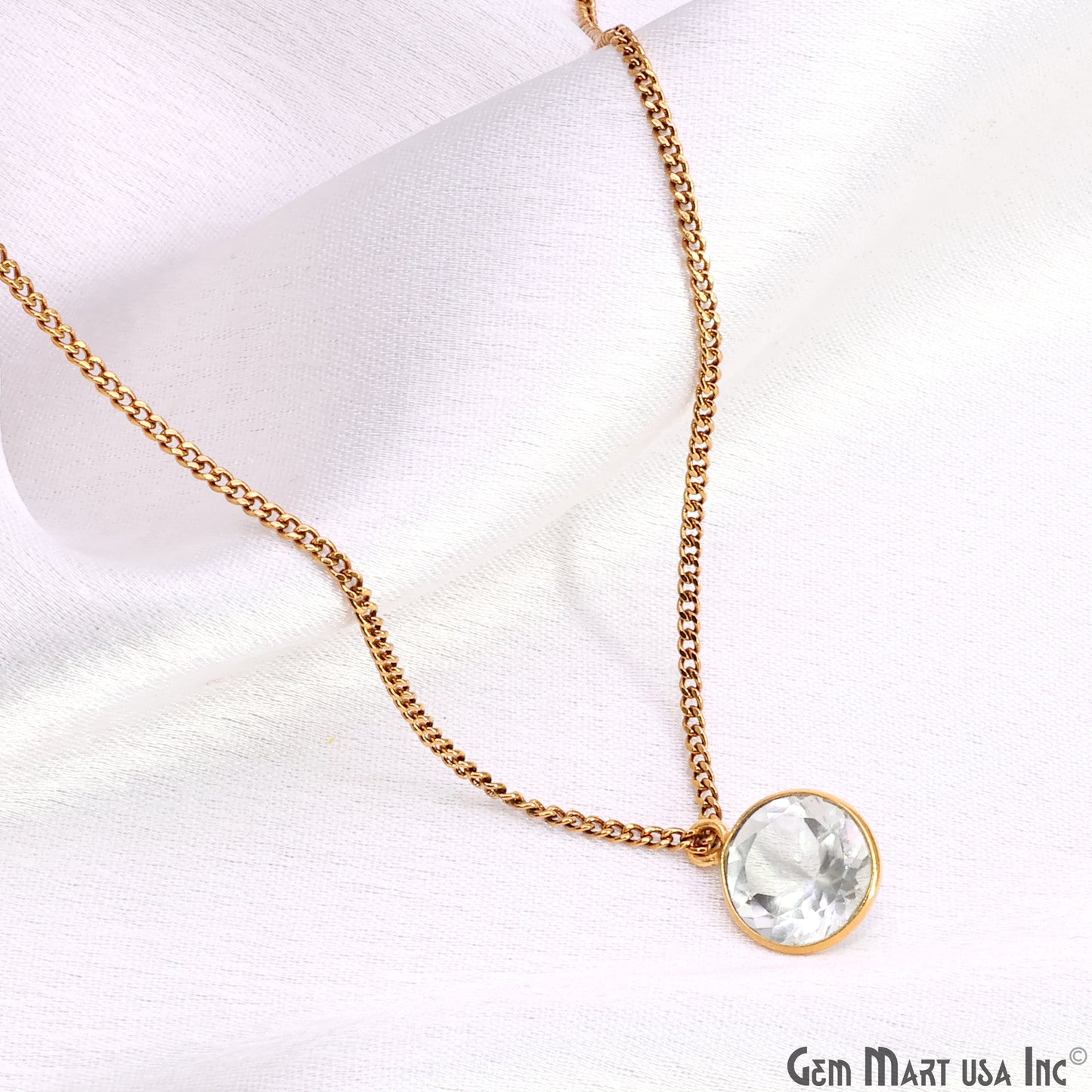 Round 10mm Brilliant Cut Gold Plated Bezel Single Bail Gemstone Connector