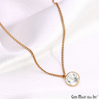 Round 10mm Brilliant Cut Gold Plated Bezel Single Bail Gemstone Connector