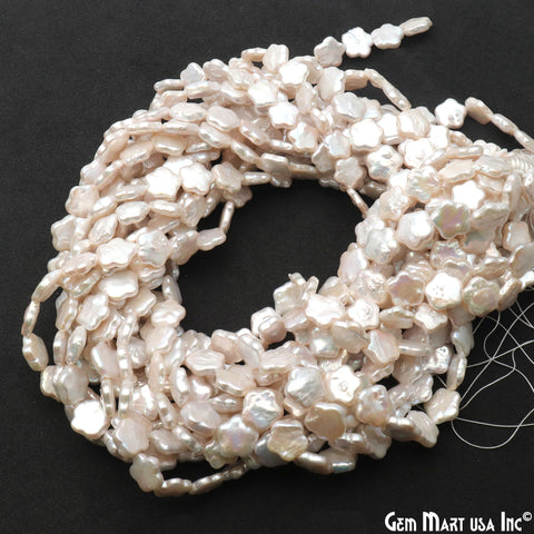 Freshwater Pearl Rough Beads, 16 Inch Gemstone Strands, Drilled Strung Briolette Beads, Free Form, 10mm