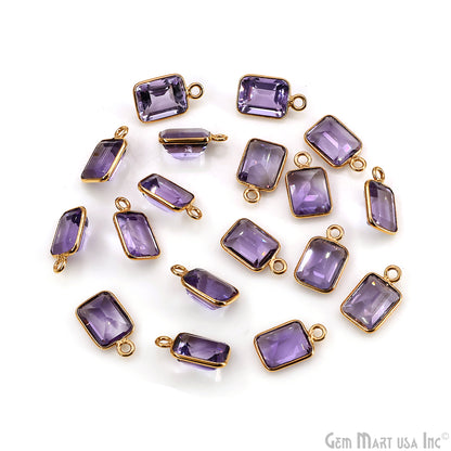 Amethyst Octagon 7x9mm Brilliant Cut Gold Plated Bezel Single Bail Gemstone Connector