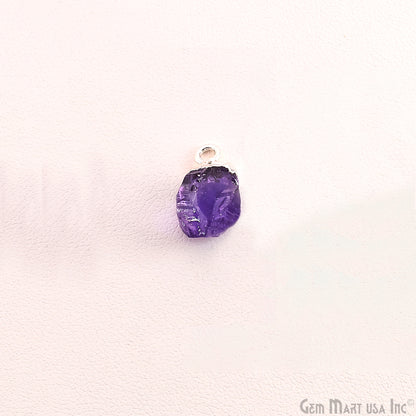 Rough Amethyst Gemstone Silver Electroplated Single Bail Connector