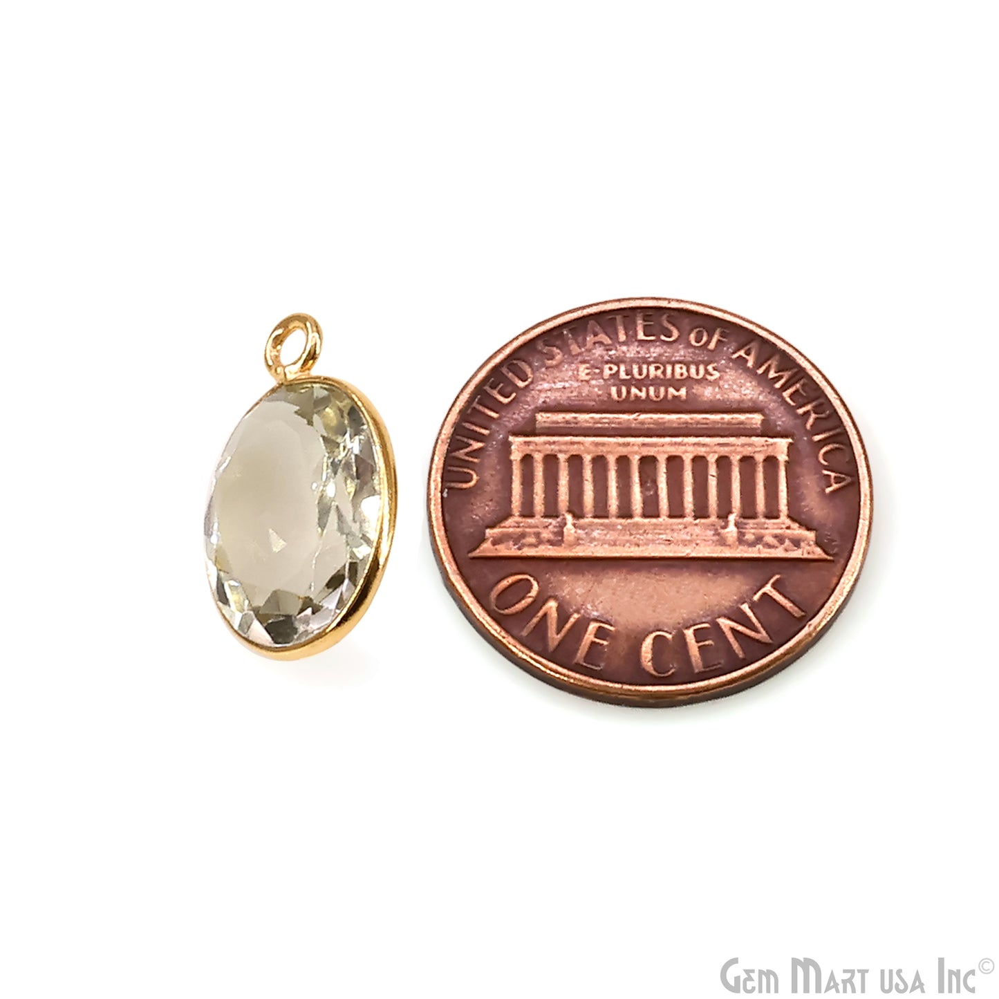 Lemon Topaz 10x12mm Oval Brilliant Cut Gold Plated Bezel Single Bail Connector