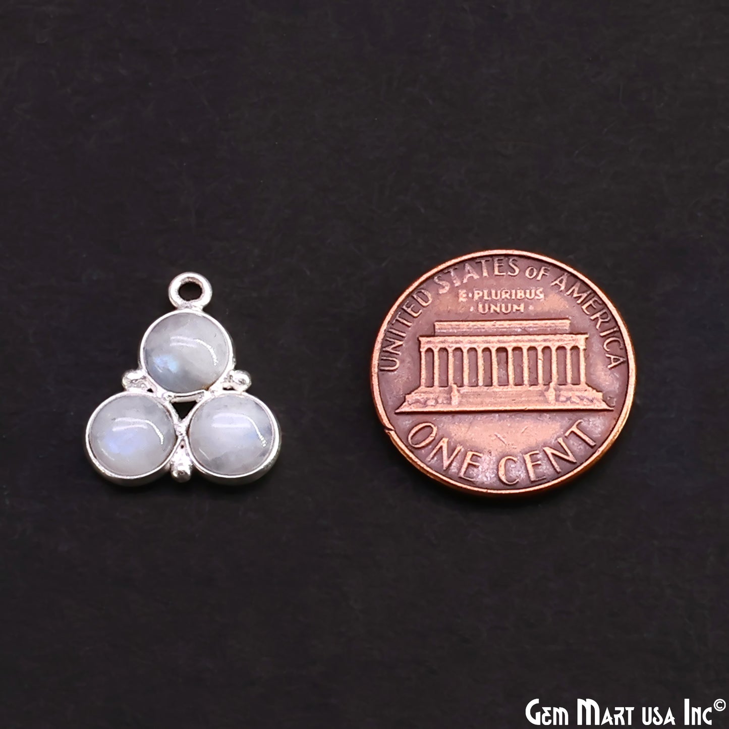 Rainbow Moonstone Gemstone 16x13mm Prong Setting Silver Plated Component Connector