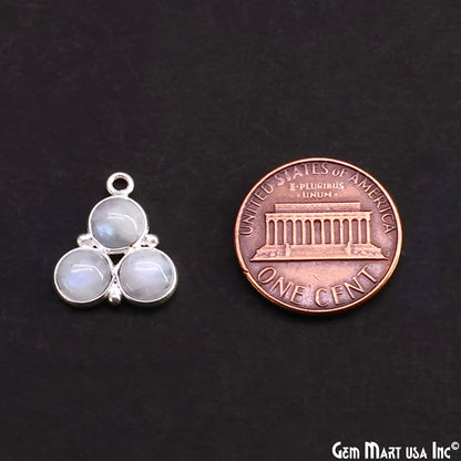 Rainbow Moonstone Gemstone 16x13mm Prong Setting Silver Plated Component Connector