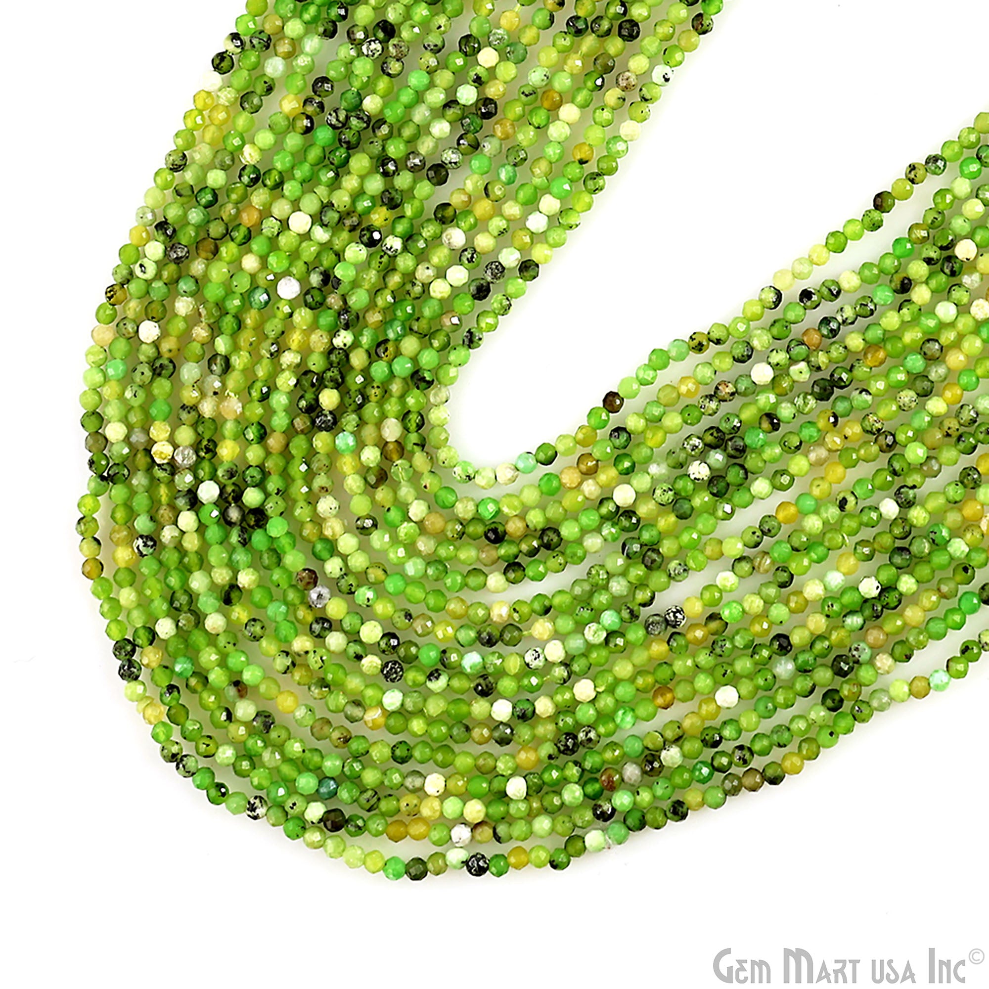 Green Opal Beaded 2-2.5mm 13" Length Gemstone Rondelle Beads