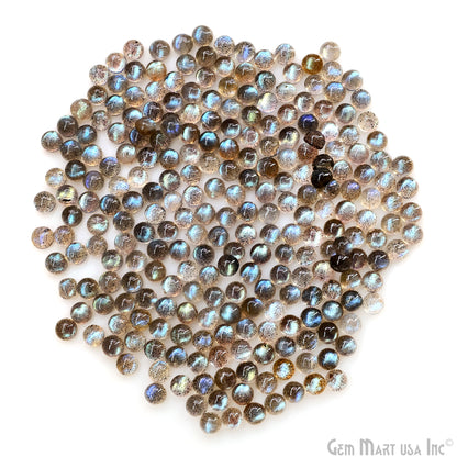 Labradorite Wholesale Gemstones, 100% Natural Semi-Precious Gems, Blue Flash Cabochon Loose Gems, 5mm, Round, 10PC Lot