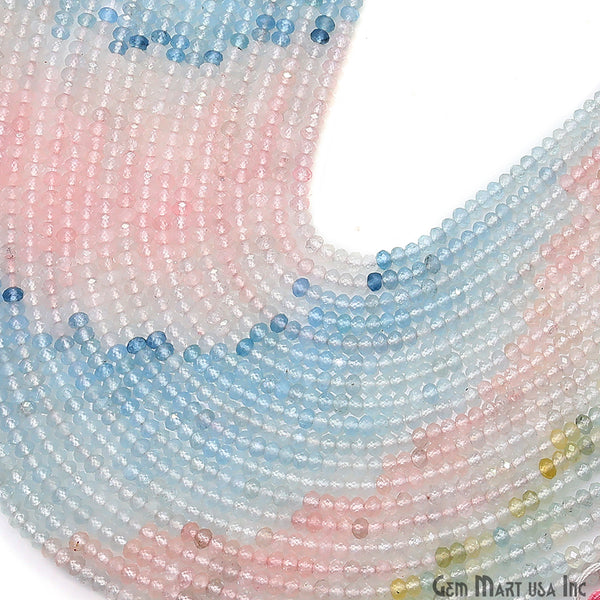Multi Aquamarine Rondelle Beads,...