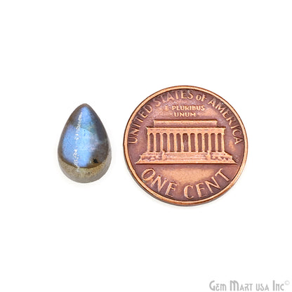 Labradorite Wholesale Gemstones, 100% Natural Semi-Precious Gems, Blue Flash Cabochon Loose Gems, 8x12mm, Pears, 4PC Lot