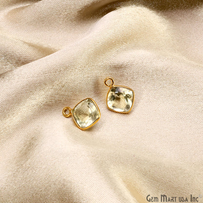 Cushion 8mm Brilliant Cut Gold Plated Bezel Single Bail Connector