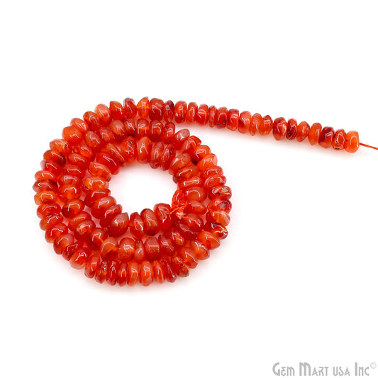 Carnelian Smooth Round Drilled Beads 4-6mm Waist Beads, Rondelle Bead Strand 13 Inch