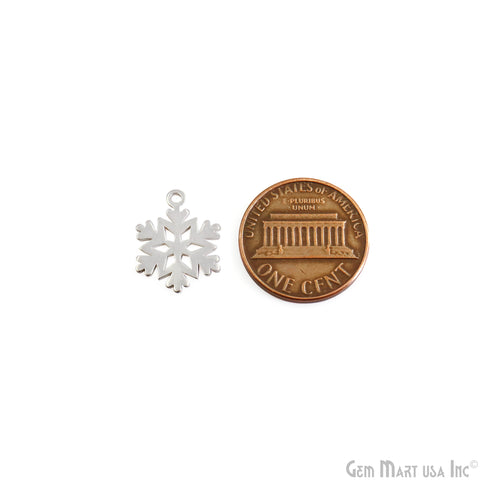 Snowflake Shape 16.2x12.2mm Silver Plated Textured Charm Minimalist Finding