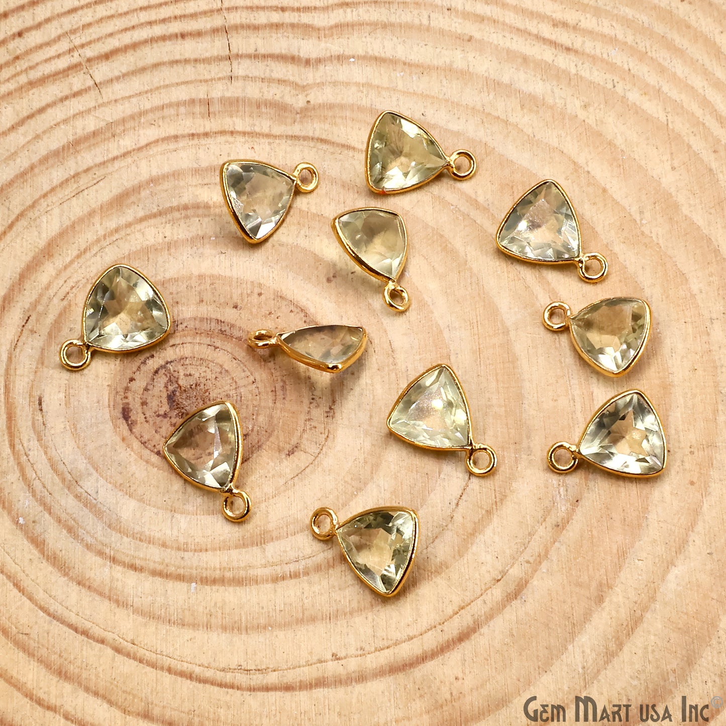 Trillion 8mm Brilliant Cut Gold Plated Bezel Single Bail Gemstone Connector