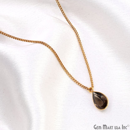 Pears 8x12mm Brilliant Cut Gold Plated Bezel Single Bail Gemstone Connector