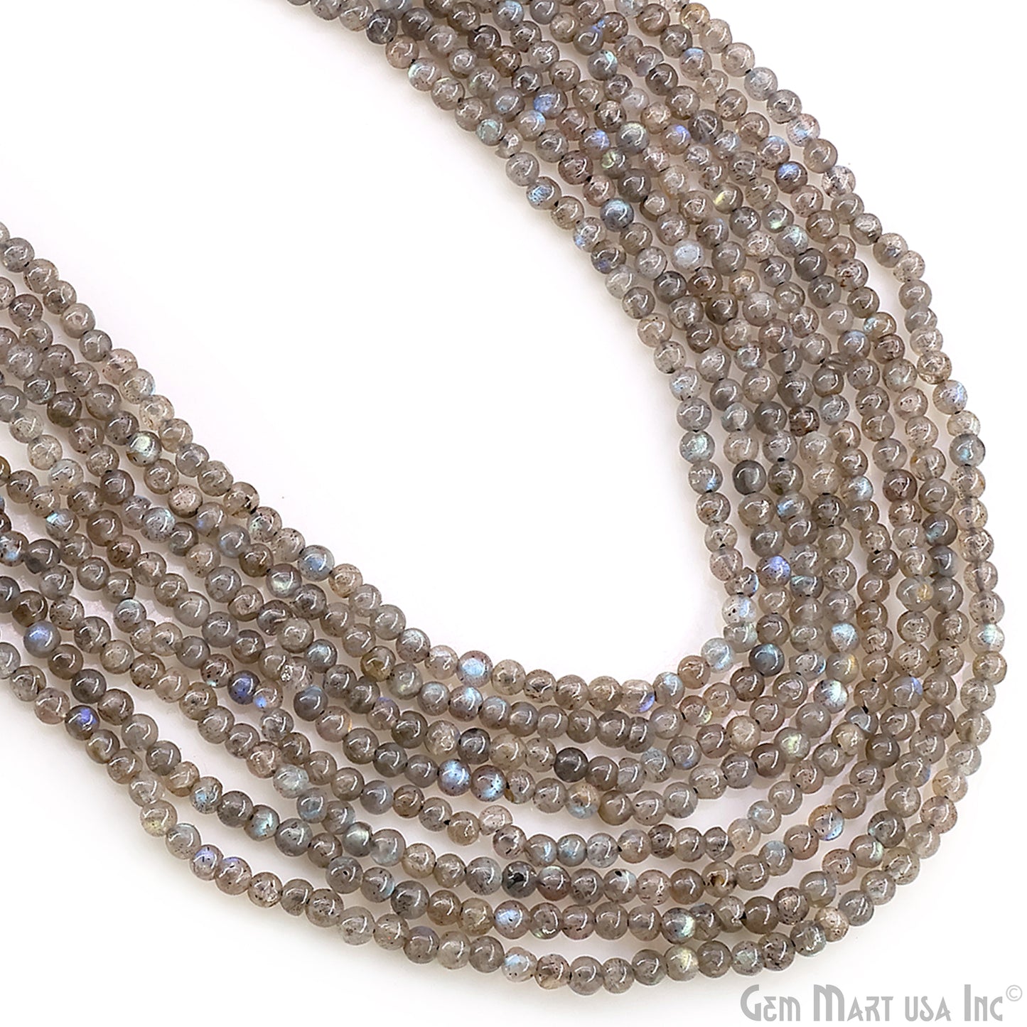 Labradorite Smooth Round Drilled Beads 3-4mm Waist Beads, Rondelle Bead Strand 14 Inch