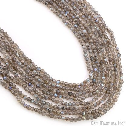 Labradorite Smooth Round Drilled Beads 3-4mm Waist Beads, Rondelle Bead Strand 14 Inch