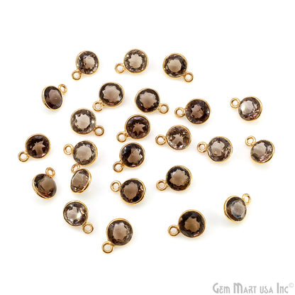 Round 7mm Brilliant Cut Gold Plated Bezel Single Bail Gemstone Connector