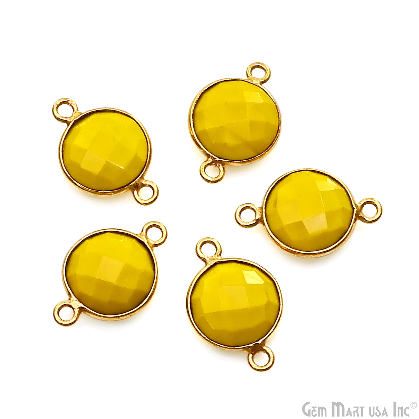 Round 10mm Double Bail Gold Plated Gemstone Bezel Connector