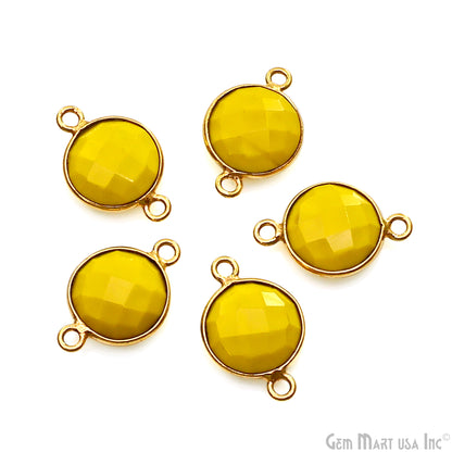 Round 10mm Double Bail Gold Plated Gemstone Bezel Connector