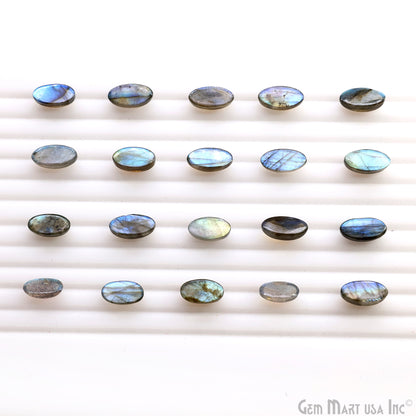 Labradorite Wholesale Gemstones, 100% Natural Semi-Precious Gems, Blue Flash Cabochon Loose Gems, 14x6mm, Oval, 4PC Lot