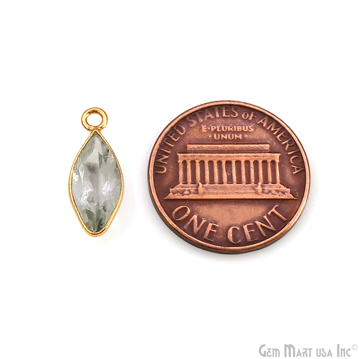 Marquise 6x12mm Brilliant Cut Gold Plated Bezel Single Bail Connector