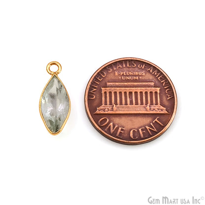 Marquise 6x12mm Brilliant Cut Gold Plated Bezel Single Bail Connector